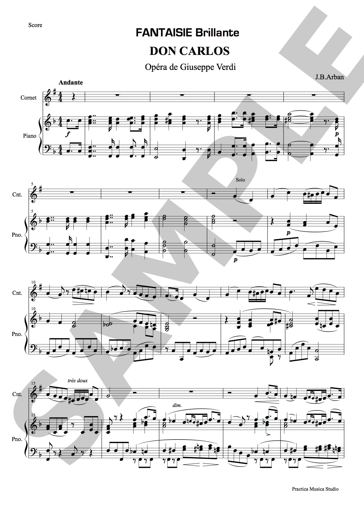 オペラ「ドンカルロ」華麗なる幻想曲 (ヴェルディ) 鍵盤/管楽 - 二重奏 